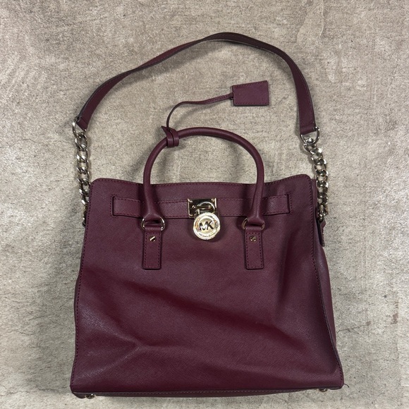 MICHAEL Michael Kors Plum/ Burgundy Tote with Gold Accents - Picture 2 of 6